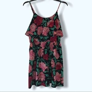 Elle Black Floral Mini Dress Sz Med